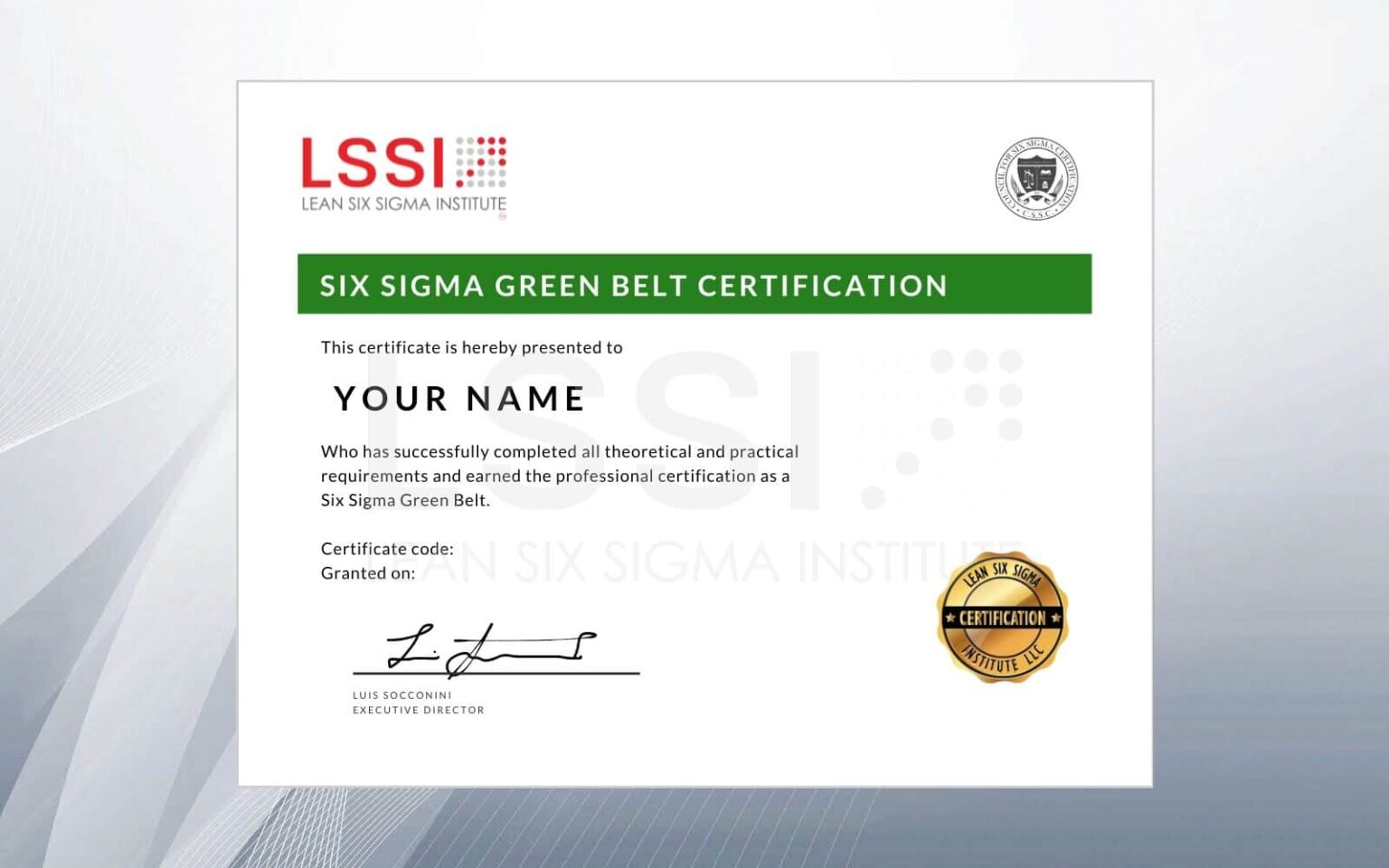 Lean Six Sigma Green Belt Certification – StimLabs – LSSI Online