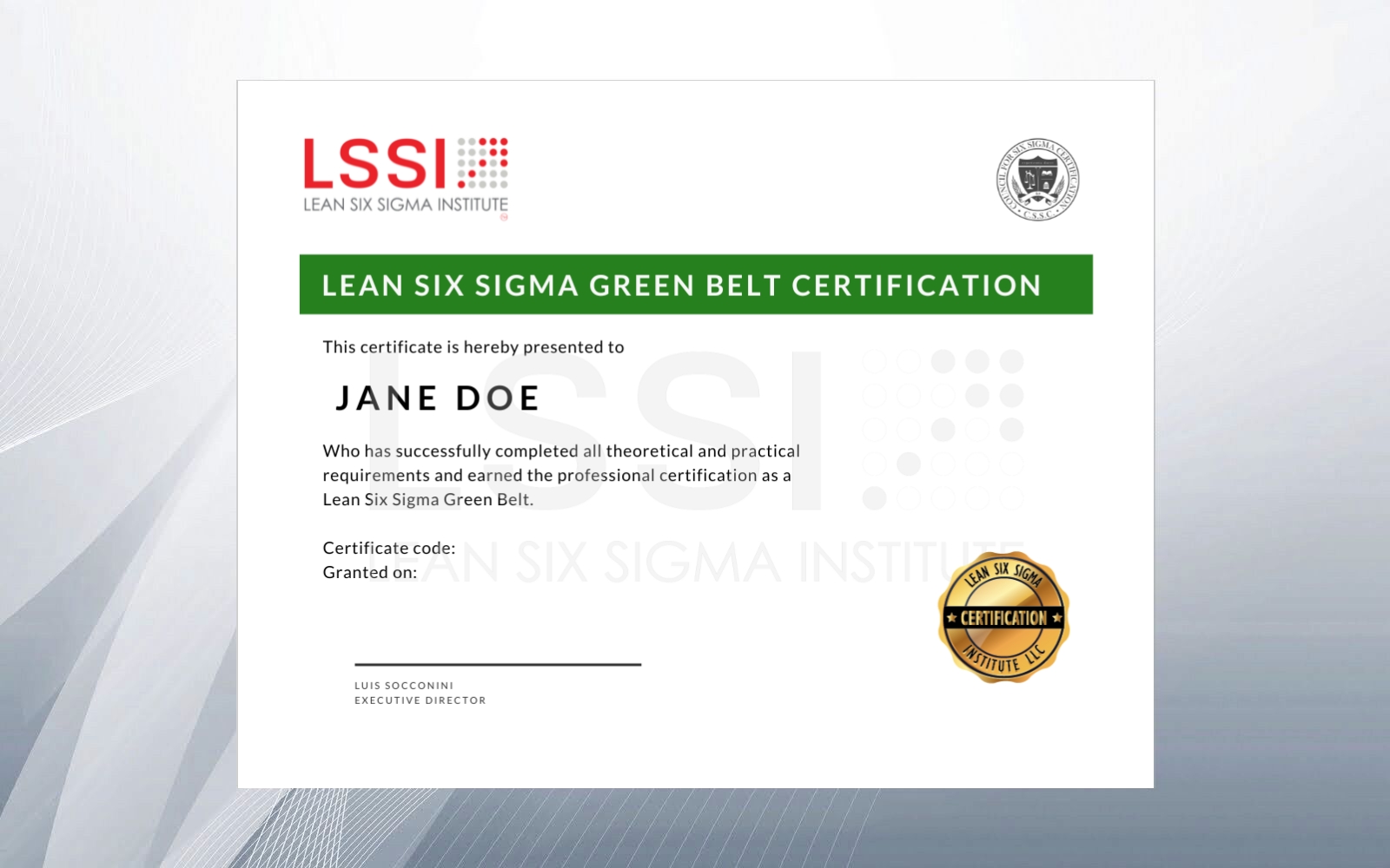 Certificación Lean Six Sigma Green Belt Autoguiada – LATAM – LSSI Online